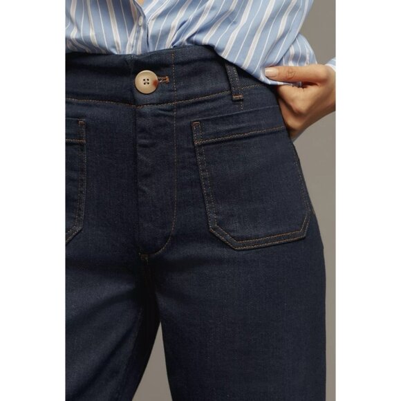 NWT Anthropologie Maeve Colette Wide-Leg Jeans Dark Wash Denim Blue 26 - Picture 1 of 11